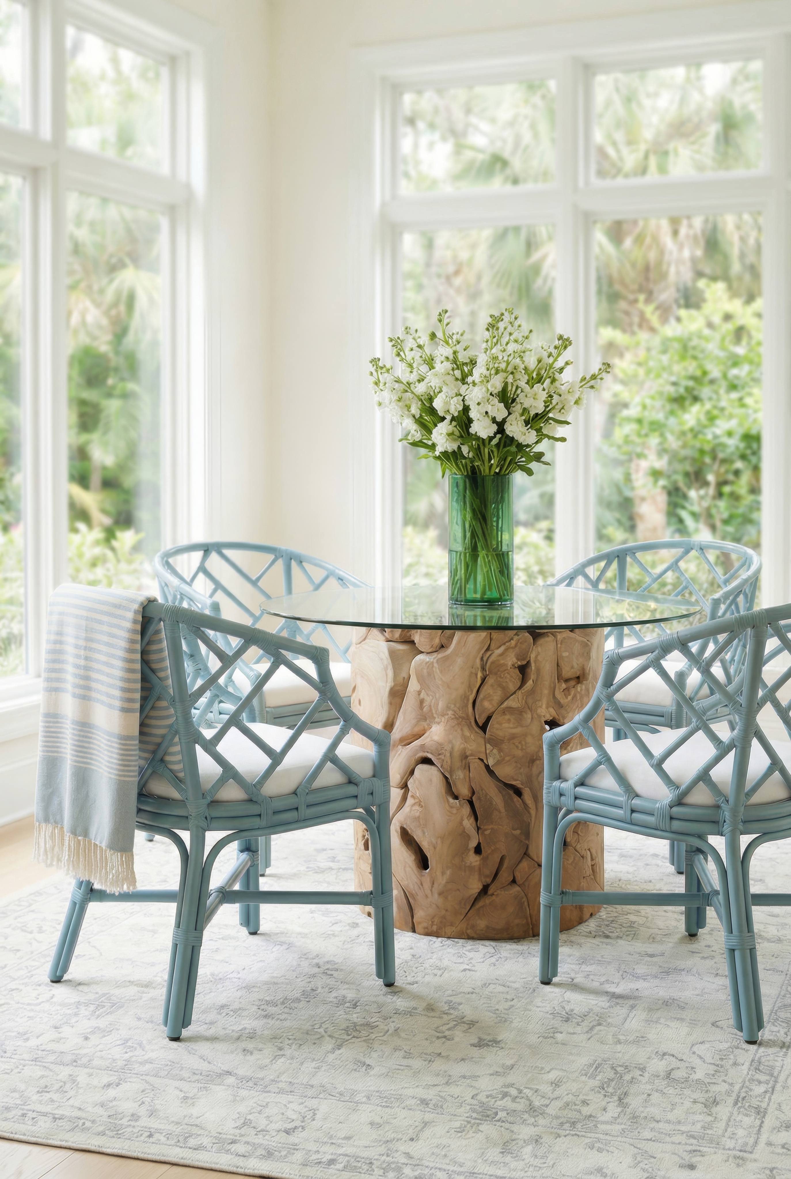 Jeffan_Banyan Organic Mosaic Teak Wood Dining Table Pedestal Base